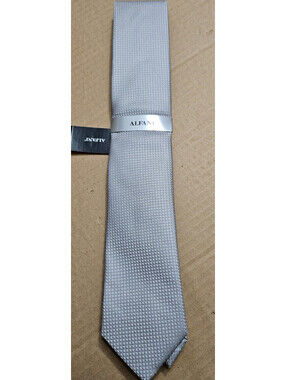 ALFANI Men's Tie Windhill Solid Silver 040 NWT MSRP $55.00